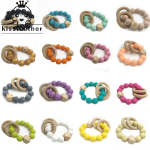 Bracelet baby wooden ring molar toy food grade silicone bead bracelet