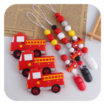 Baby Supplies Plastic Duckbilled fire truck Toy gum Baby appeasement silicone Nipple Chain Bite Tooth Grindroe