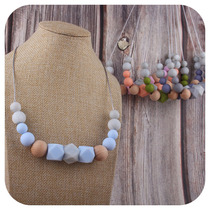 Foreign Trade Amazon New Silicone Gel Grinding Tooth Gum Necklace Baby Bite Gel Grindable Tooth Stick Can Chew Pendant Necklace