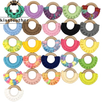 50mm wool crochet wood ring wool log wood ring baby molar accessories necklace jewelry