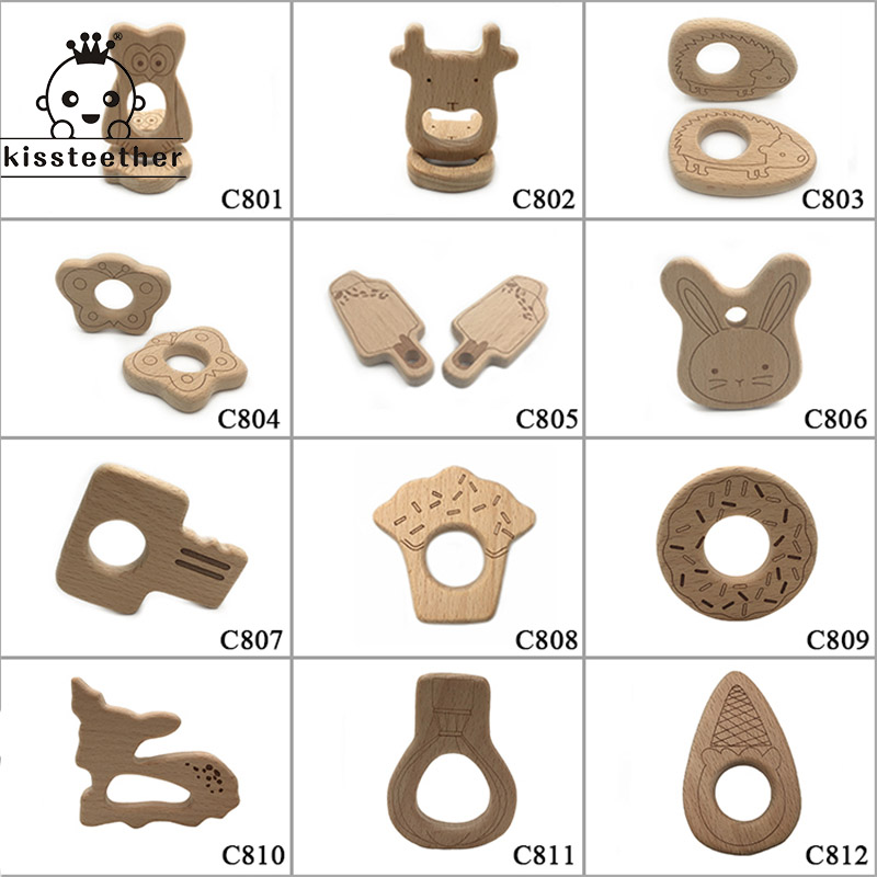 DIY jewelry accessories beech animal sika deer handicrafts ornaments teeth grinding baby teeth teething toys