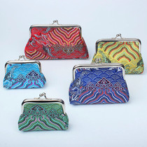 Chinese style sea pattern fabric coin bag silk brocade wallet wallet Chinese style buckle coin purse cosmetic bag