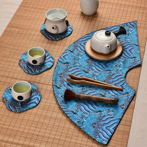 中国风复古茶席茶垫扇形云锦中式茶巾茶杯垫干泡台壶承茶艺盘垫