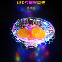 LED rechargeable luminous fruit plate bar creative iron art nut snack dry fruit plate platter Colorful snack plate