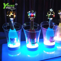 Yueming hot sale LED charging bar luminous ice bucket red creative PC anti-drop small oblique mention Champagne red wine bucket