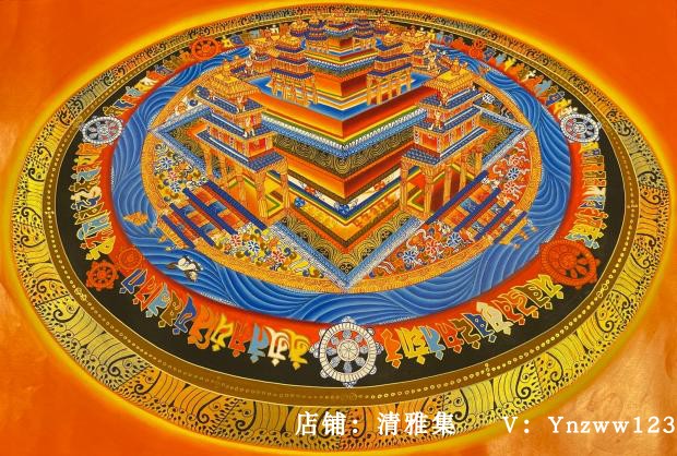 3d stereoscopic time wheel Kumgang City Nepalese pure hand-painted manual Donka hanging painting Xuanguan decoration