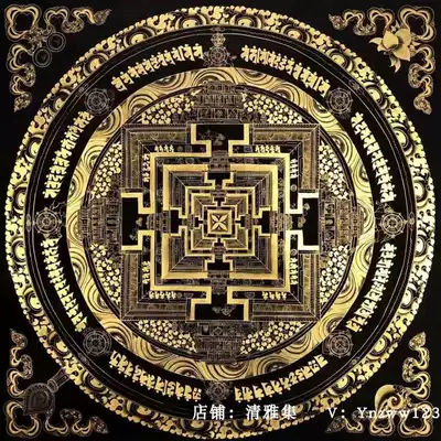 1 meter black gold Mandala time wheel Vajra Mandala Nepal pure hand-painted Tibetan thangka hanging painting town house decoration
