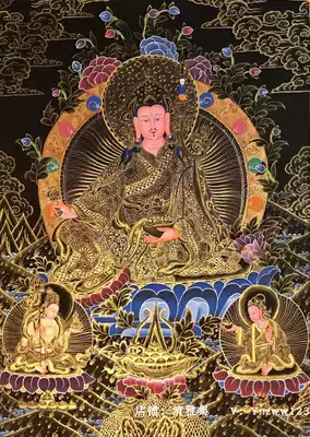 Black gold Lotus Master Nepal pure hand-painted handmade Tibetan tantric tantric thangka hanging painter