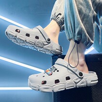 Japanese sandals mens summer outside wearing breathable sports casual Baotou Half slippers for mens beach Soft bottom non-slip