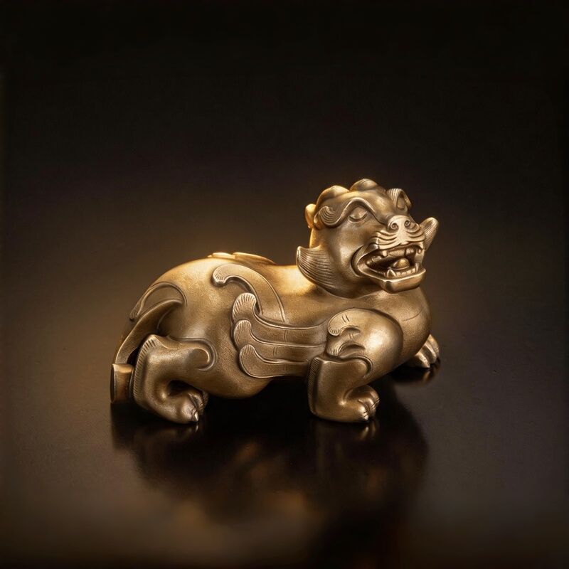 Ogrm Museum Sotheby's Art Museum Jade Divine Beast Pixiu Bronze Replica Antique Ornament Handheld Piece