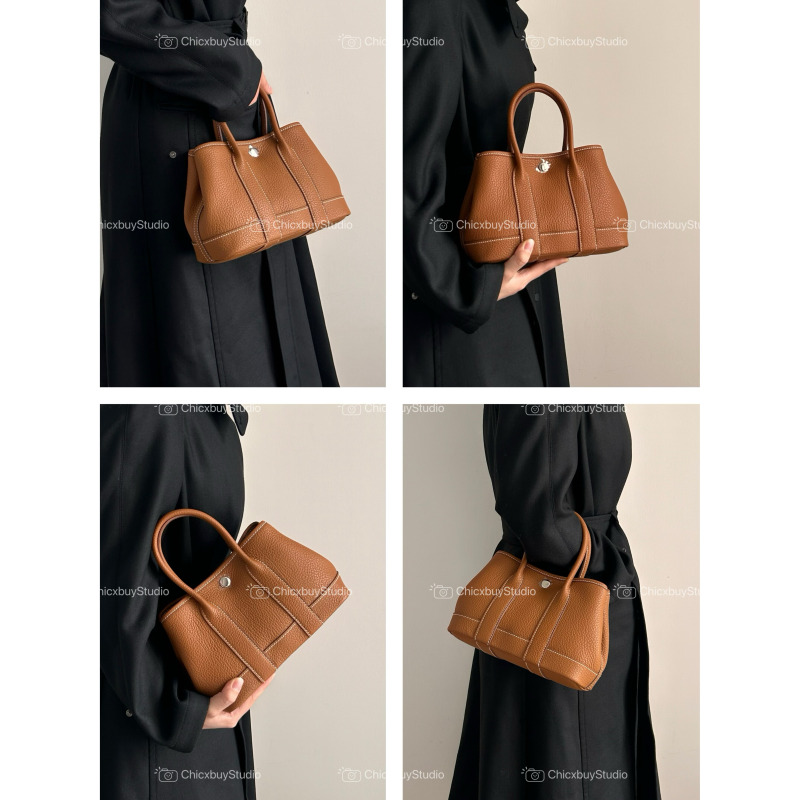 Chicxbuy First-Layer Cowhide Mini23 Garden Bag Ntogo Semi-Handmade Wax Thread All-Steel Hardware Handbag