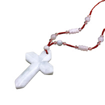 Natural Hetian Jade cross necklace adjustable sweater chain cm safe red rope jewelry long chain to send grandma accessories