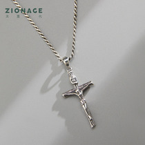 925 sterling silver vintage Thai silver cross necklace mens tide style small pendant faith peace Gift Silver Jewelry pendant