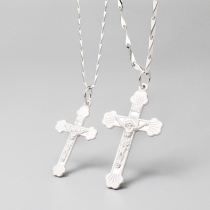 925 sterling silver cross couple necklace cm men and women safe Roman jewelry sandblasting process digital pendant