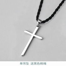 Minimalist s925 Silver Roman Cross Mens Necklace Texture Light and Clean Double Side Pendant Valentines Day New Years Day Silver Gift