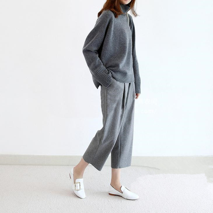 Giải phóng mặt bằng chống mùa ga Châu Âu cổ áo len cashmere cao cổ của phụ nữ dày lỏng lẻo áo len gió lười áo len kích thước lớn - Đan Cardigan áo len thổ cẩm