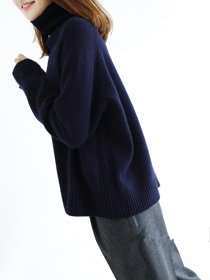 Giải phóng mặt bằng chống mùa ga Châu Âu cổ áo len cashmere cao cổ của phụ nữ dày lỏng lẻo áo len gió lười áo len kích thước lớn - Đan Cardigan áo len thổ cẩm