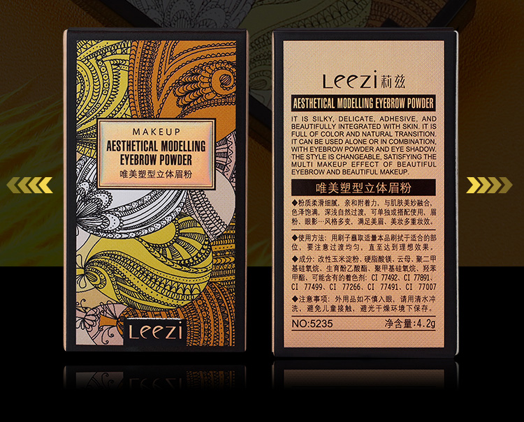 Leezi / Liz bột lông mày ba màu chính hãng không thấm nước và thấm mồ hôi không dễ tẩy trắng lâu dài cho người mới bắt đầu bút chì kẻ mắt đỏ tự nhiên - Bút chì lông mày / Bột / Stick bút kẻ lông mày