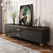 Postmodern Italian Light Luxury Marble TV Cabinet Tea Combined Paint Set Small House Living Storage Locker