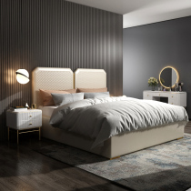 Post - modern minimal light luxury double bed master bedroom 1 5 small family type 1 8 m Italian wedding bed master room