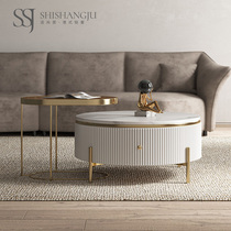 Postmodern light luxury marble round tea few small children combined minimal living room small family size creative edge table