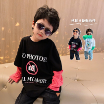 (Broken code clearance) small crooked childrens clothing 2021 autumn new round neck fake two Joker long sleeve autumn T-shirt