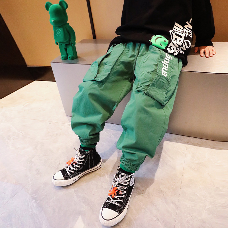 The little crook 2022 boy dress spring and autumn new children's trousers baby bowl - bang street Korean edition wear pie casual pants