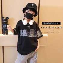 Small Crooked Family 2022 Boy Loaded Spring Summer Season New Childrens Baby Cumin Pure Cotton Casual Ocean Air Short Sleeve T-shirt