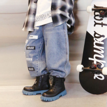 Baby Boys Clothing 2022 Spring New Style Label Jeans Baby Kids Pants Kids Harlan Trousers Trendy