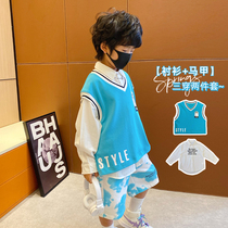 Small Crooked Boy Clothes 2022 Spring Autumn Season New Suit Baby Han Edition Childrens Shirt Machia Two Sets Ebb