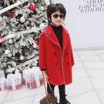 Small crooked boy clothes 2021 Winter new Yangqi baby Childrens double face cashmere wool great coat