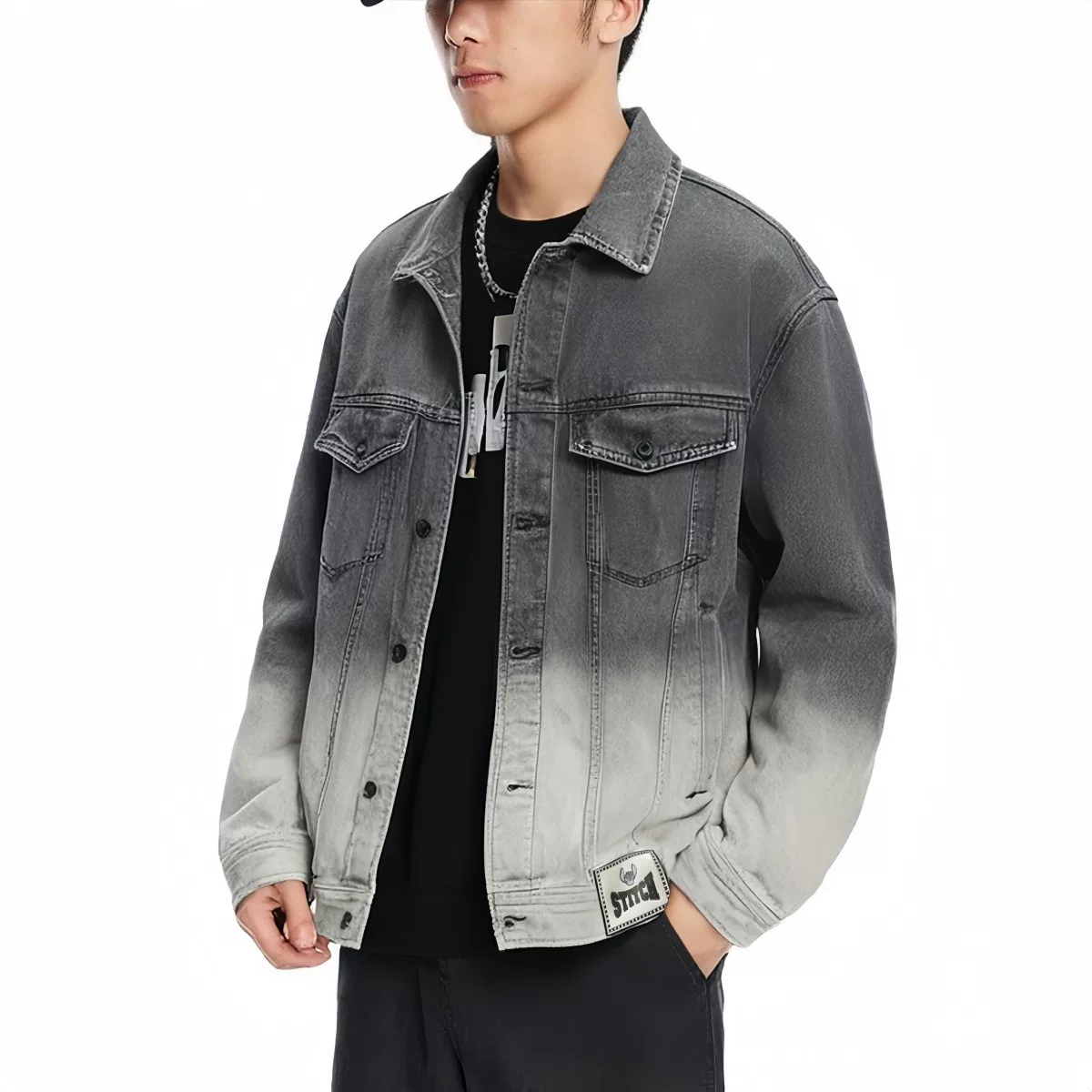 Джинсовая куртка с градиентной стиркой для мужчин ABLE JEANS Мужчины и женщины топ лацкан свободная модная куртка