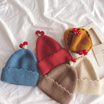 Korean version of tide childrens hat autumn and winter foreign cute super cute knitted wool baby hat warm baby boys and girls