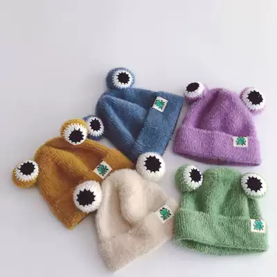 Children's hats autumn and winter foreign style fashion cute super cute baby knit hat boys and girls baby warm melon leather hat
