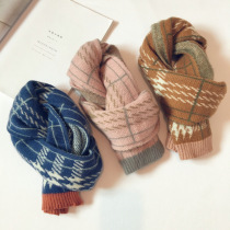 South Korea autumn and winter New Plaid baby childrens scarf Joker tide men and women children knitted wool warm scarf