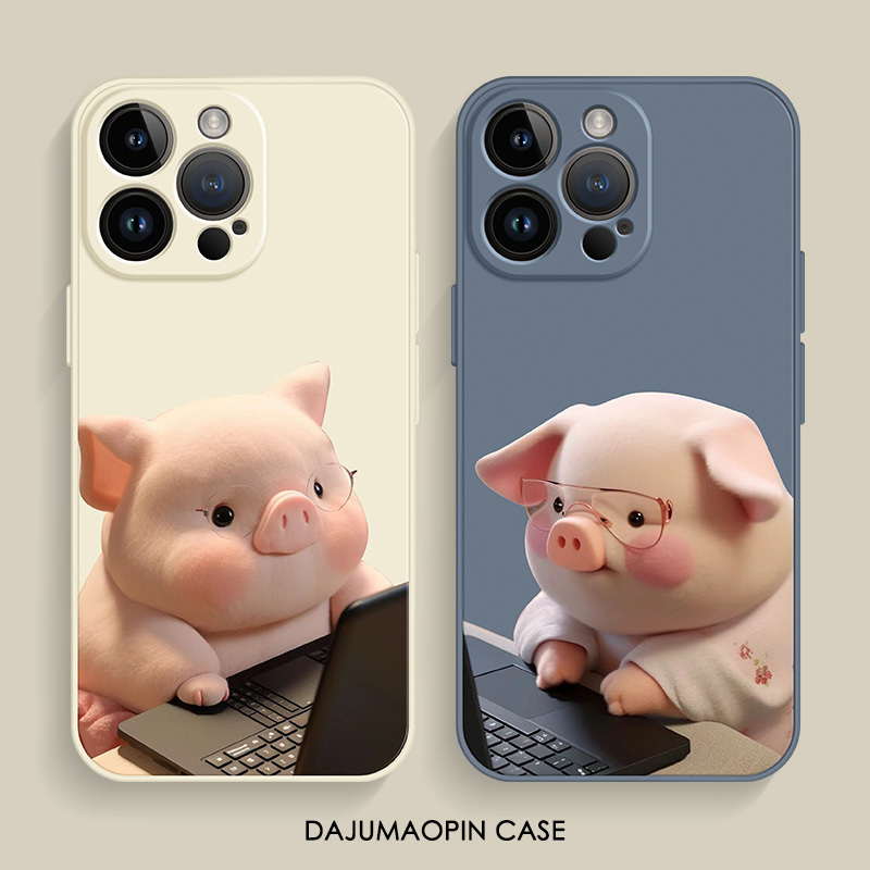 Struggling Little Pig~ Couple Phone Case Pura70 Suitable for Apple 17/16/15/14/13Promax Soft iPhone Xiaomi12 Huawei Mate60 Cute 7Plus Redmi K60 Honor200