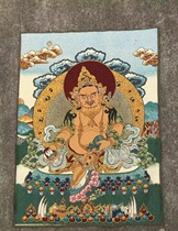 Huang Wealth God Thangka Embroidery Brocade Painting Tibetan Buddha Portrait Entrance Painting Tibetan Gold Silk Hanging Painting