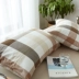 Vỏ gối bằng vải cotton không in kiểu Nhật đơn giản Bông giặt kẻ sọc sọc 48 * 74 vỏ gối
