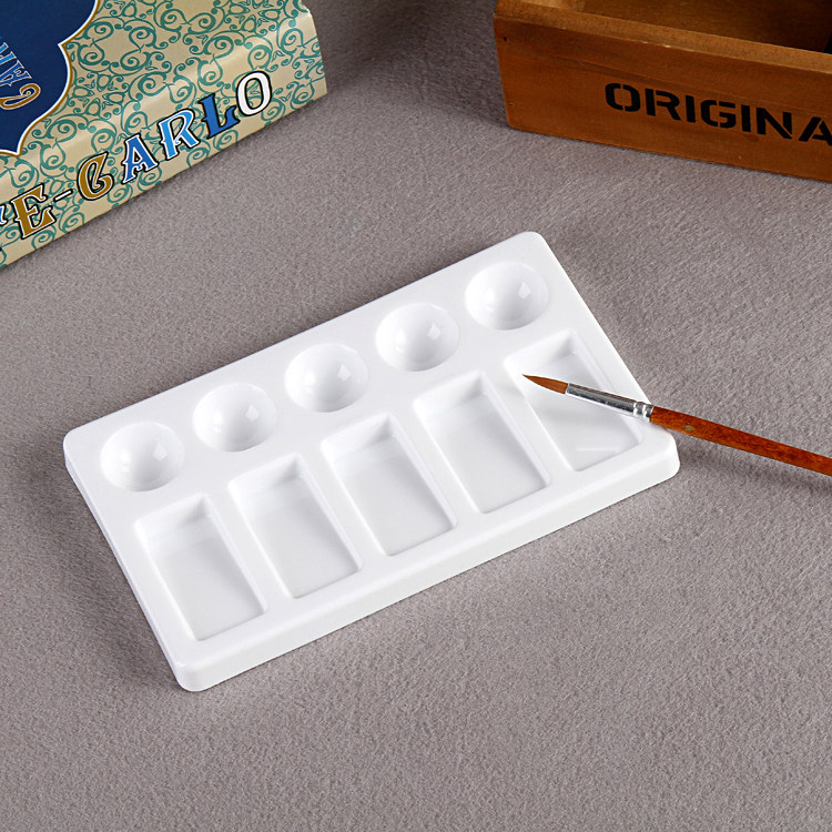 Brand new eco-friendly plastic ten lattice rectangular toning box Water powder watercolor propylene country Painted Palette