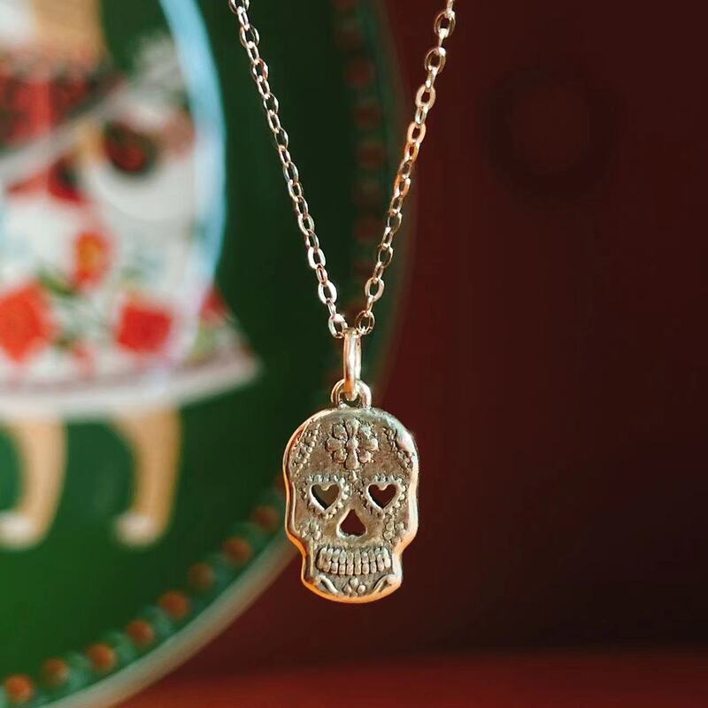 【Mexican Day of the Dead】Skull Aesthetics Native American Culture S925 Sterling Silver Necklace Niche Personality Clavicle Chain