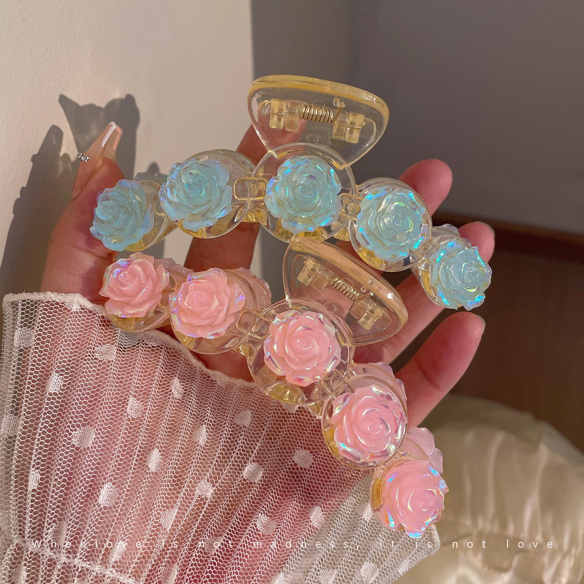 Mountain Tea Flower Hair Clip Super Fairy Rose Shark Clip Student Female Rear Brain Spoon Grip Clip 2022 New Headwear