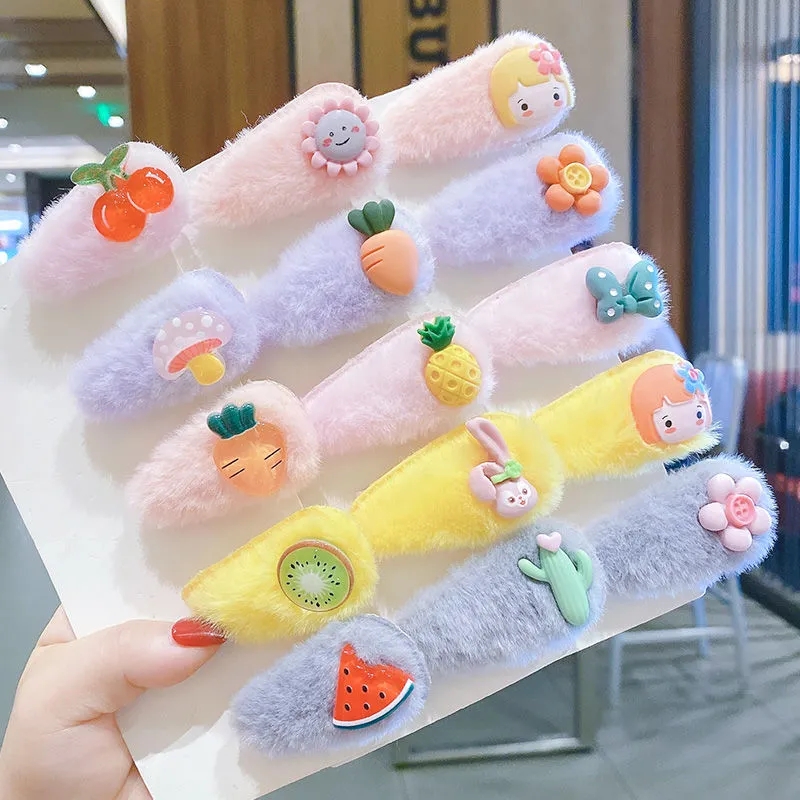 Cartoon Fruit BB plush hair clip cute girl Liu Haijie wool wool children hair hair hair hair hair hair hair card water drop clip