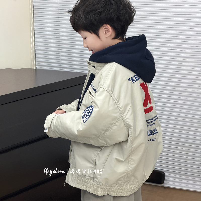 Bora Boys' Stylish Jacket with Cotton Baseball Style 2025 Winter Children's Motorcycle Jacket Cotton Coat for Boys