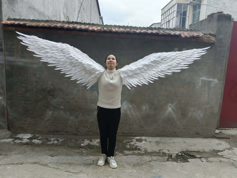 Angel Wings Dance Event Large Performance Catwalk Photo Shoot Set White Feather Wings on the Arms Stage Props