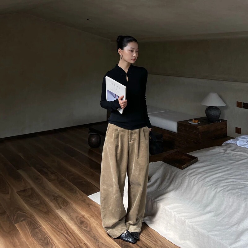 Purity Yr Niche Design Minimalist Corduroy Casual Versatile Pear-Shaped Hip-Covering Slimming 2026 Winter Wide-Leg Pants Purity Yr Niche Design Minimalist Corduroy Casual Versatile Pear-Shaped Hip-Covering Slimming 2026 Winter Wide-Leg Pants