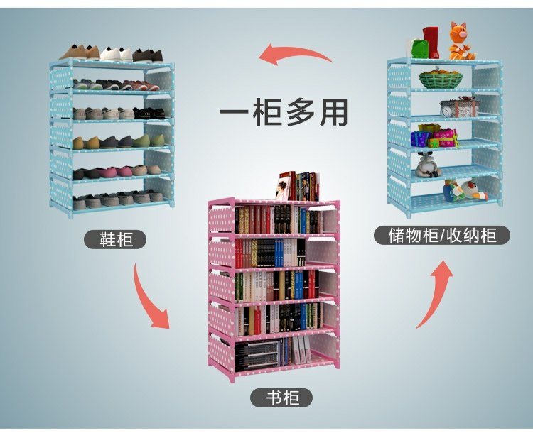Lohas đơn giản nhiều lớp giá giày mới chống bụi tủ giày gia cố giá thép ống lắp ráp tủ lưu trữ khuyến mãi - Kệ gia sach