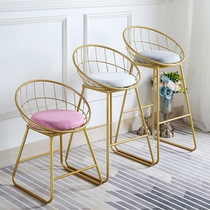 Iron Art Nordic Backrest Bar Table Chair Golden Clothing Shop Photo High Foot Home Modern Brief Yognet Red High Stool
