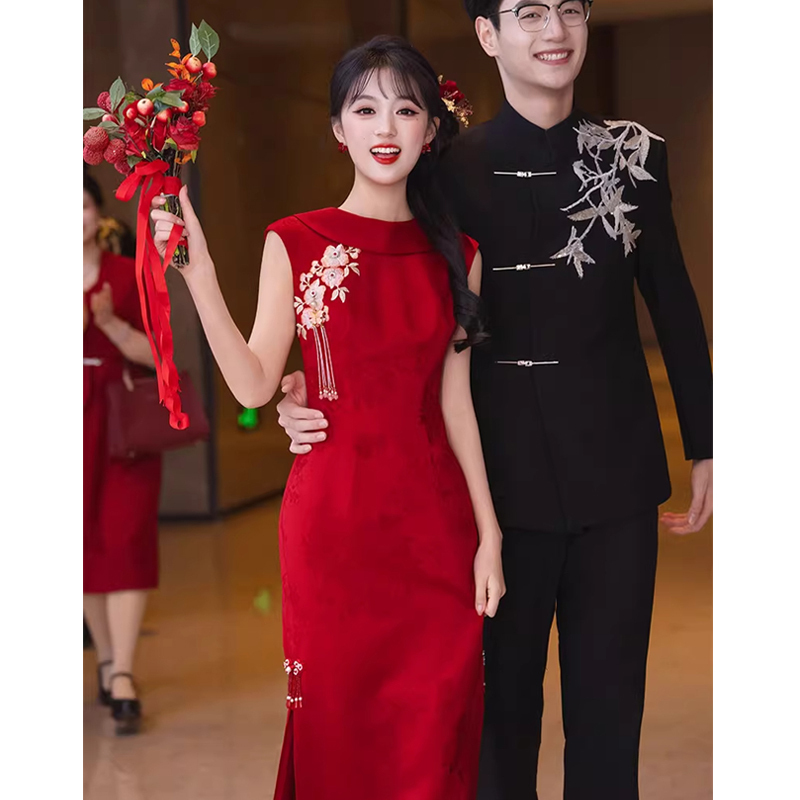 New Chinese-Style Wedding Dress for the Bride, 2026 New Summer French-Style Engagement Dress, Long Dress for Women, Elegant and Classy