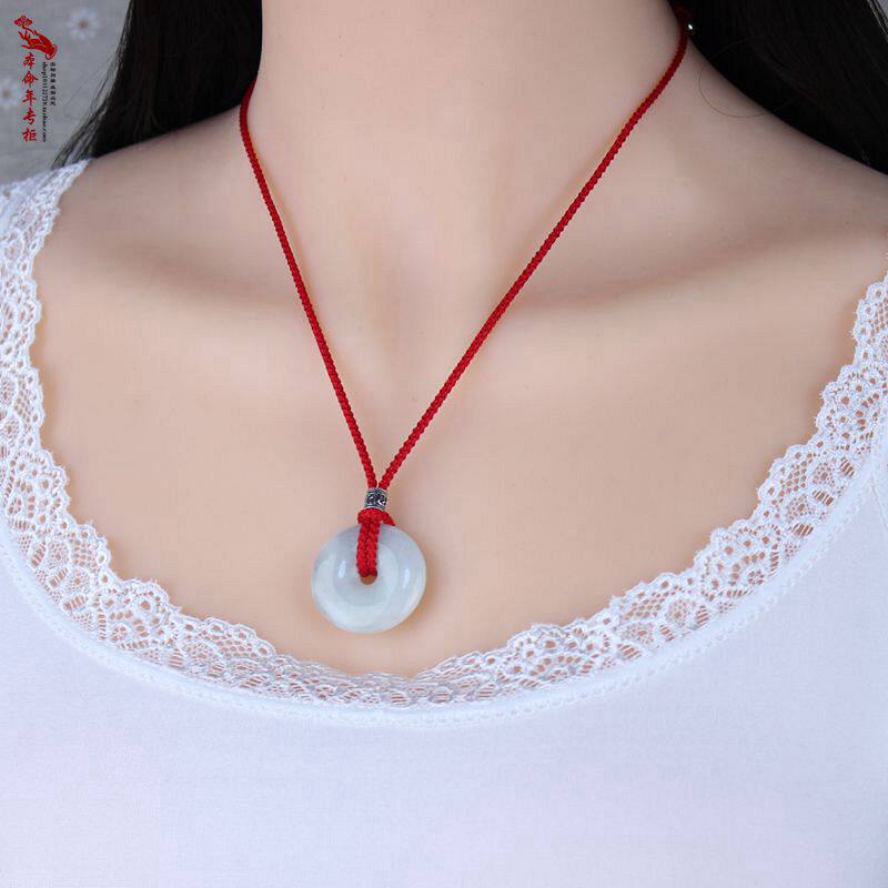 Jade Safe Button Necklace Pendant Rope Pendant Rope Hanging Neck Son 925 Pure Silver Accessories Handwoven Pendant Rope Lovers