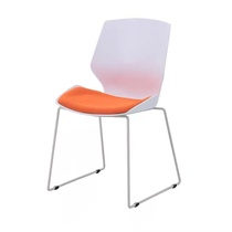 Haoyu with cloth mat training chair fixed foot soft seat plastic steel White conference chair thickened stackable bow foot reception chair